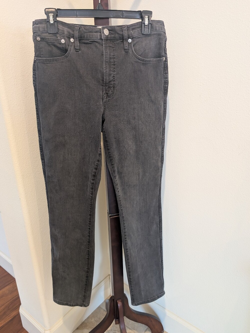 J Crew High-Rise Stonewash Black Vintage Straight Jeans - Size 30T